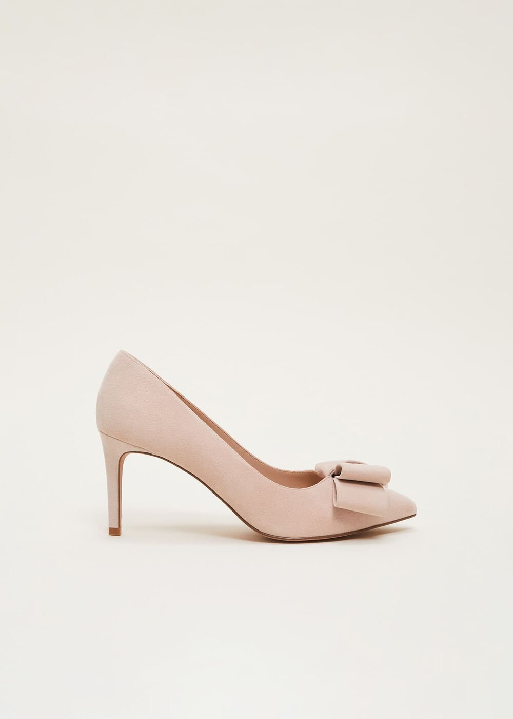 Suede Bow Front Court Shoes Cameo