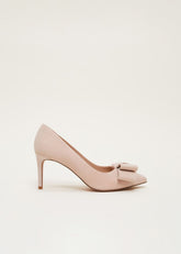 Suede Bow Front Court Shoes Cameo