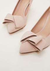 Suede Bow Front Court Shoes Cameo