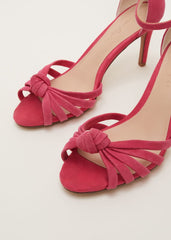 Pink Suede Open Toe Heels Raspberry