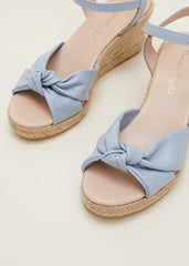 Leather Knot Front Espadrilles Cornflower