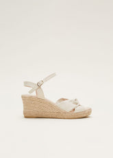 Leather Knot Front Espadrilles Ivory