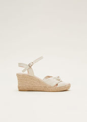 Leather Knot Front Espadrilles Ivory