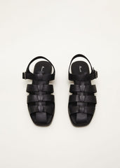 Leather Chunky Strap Sandal Black
