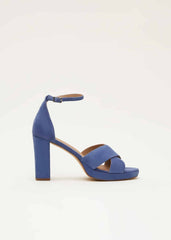Navy Suede Platform Heels Cornflower