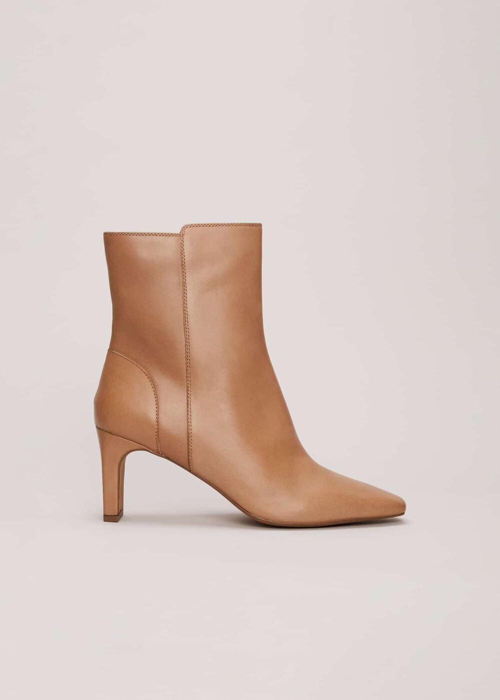 Brown Leather Ankle Boots Light Tan