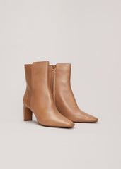 Brown Leather Ankle Boots Light Tan