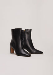 Brown Leather Ankle Boots Black