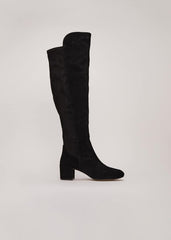 Milly Black Leather Knee High Boots Black