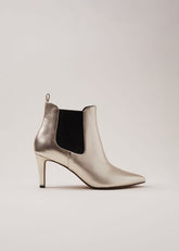 Leather Metallic Ankle Boots Gold