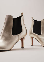 Leather Metallic Ankle Boots Gold