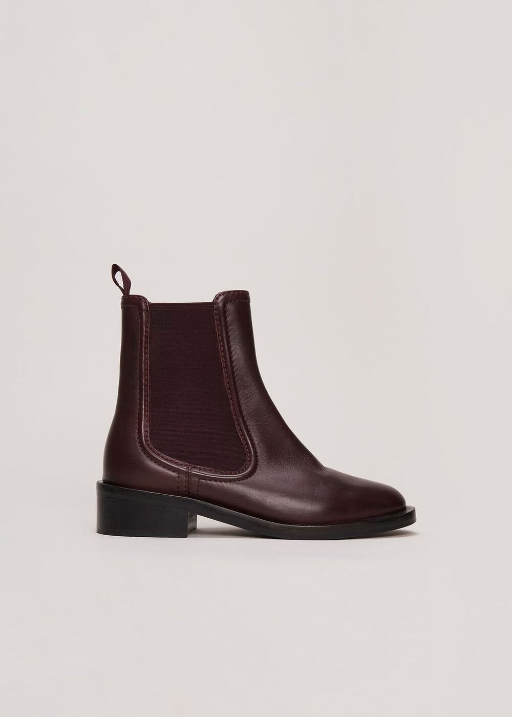Leather Ankle Boots Burgundy