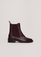 Leather Ankle Boots Burgundy