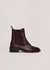 Leather Ankle Boots Burgundy