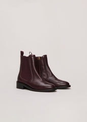 Leather Ankle Boots Burgundy