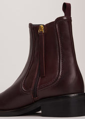Leather Ankle Boots Burgundy