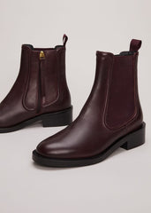 Leather Ankle Boots Burgundy