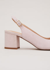 Bow Front Block Heel Shoes Pale Pink