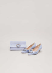 Embellished Kitten Heel Shoes Pale Blue