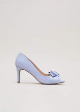 Satin Twist Peeptoe Shoes Pale Blue