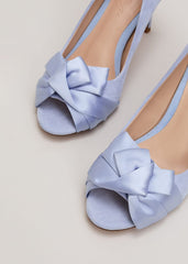 Satin Twist Peeptoe Shoes Pale Blue