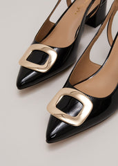 Patent Block Heel Shoes Black