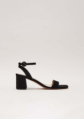 Suede Scallop Block Heel Black