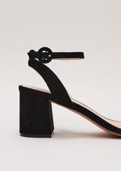 Suede Scallop Block Heel Black