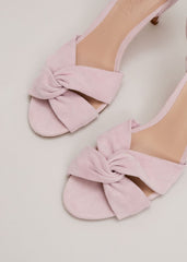 Suede Twist Ankle Strap Heeled Shoes Pale Pink