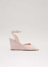 Ankle Strap Peep Toe Wedge Pale Pink
