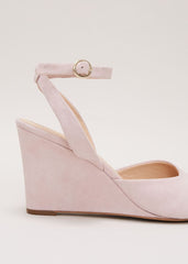 Ankle Strap Peep Toe Wedge Pale Pink