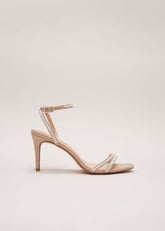 Pearl Embellished Barely There Sandal Metallic