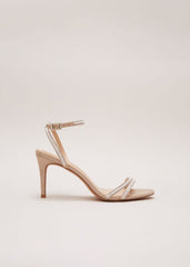 Pearl Embellished Barely There Sandal Metallic