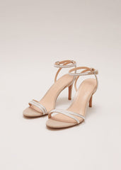 Pearl Embellished Barely There Sandal Metallic