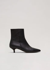 Black Leather Kitten Heel Boot Black