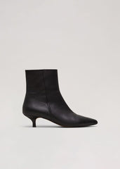 Black Leather Kitten Heel Boot Black