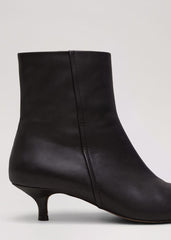 Black Leather Kitten Heel Boot Black