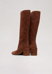 Tan Suede Block Heel Knee Boot Tan