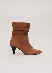 Brown Suede Cone Heel Western Boot Brown