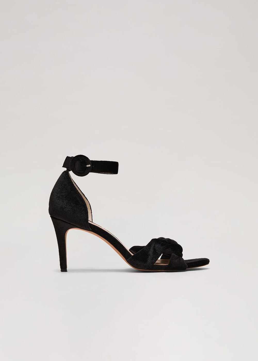 Black Velvet Plaited Strappy Sandal Black