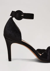 Black Velvet Plaited Strappy Sandal Black