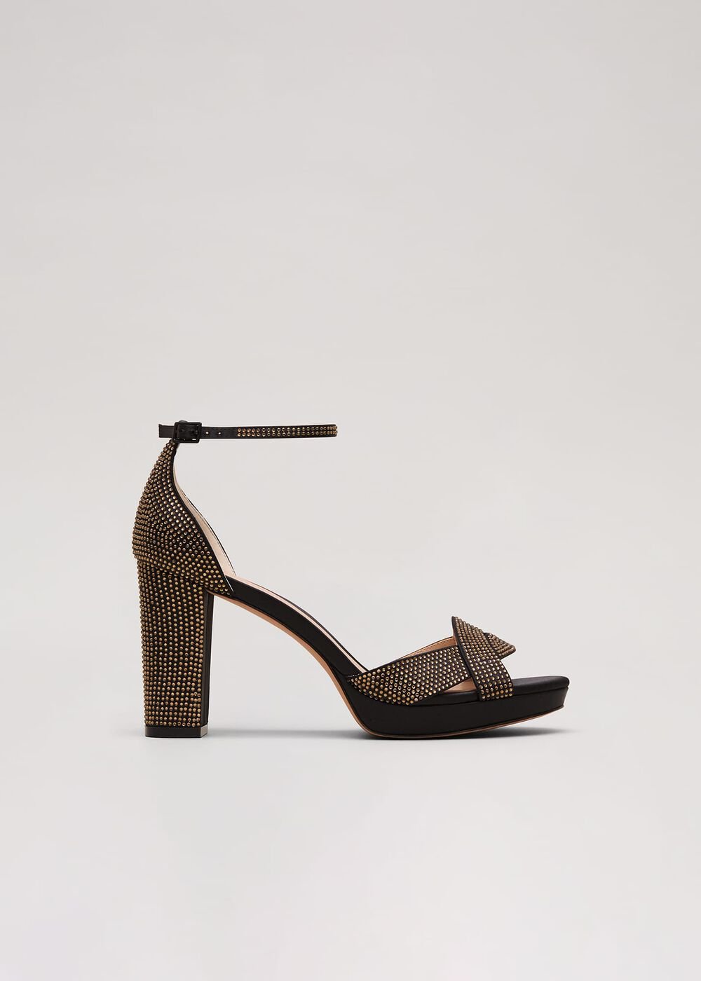 Embellished Crossover Platform Sandal Gold