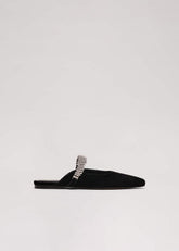 Black Velvet Sparkle Flat Mule Black