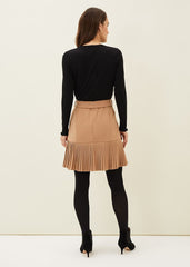 Annabel Pleated Mini Skirt Camel