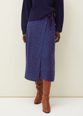 Lou Lou Animal Print Wrap Skirt Spice/Ink