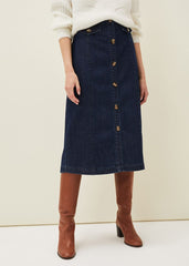 Jessa Denim Midi Pencil Skirt Denim