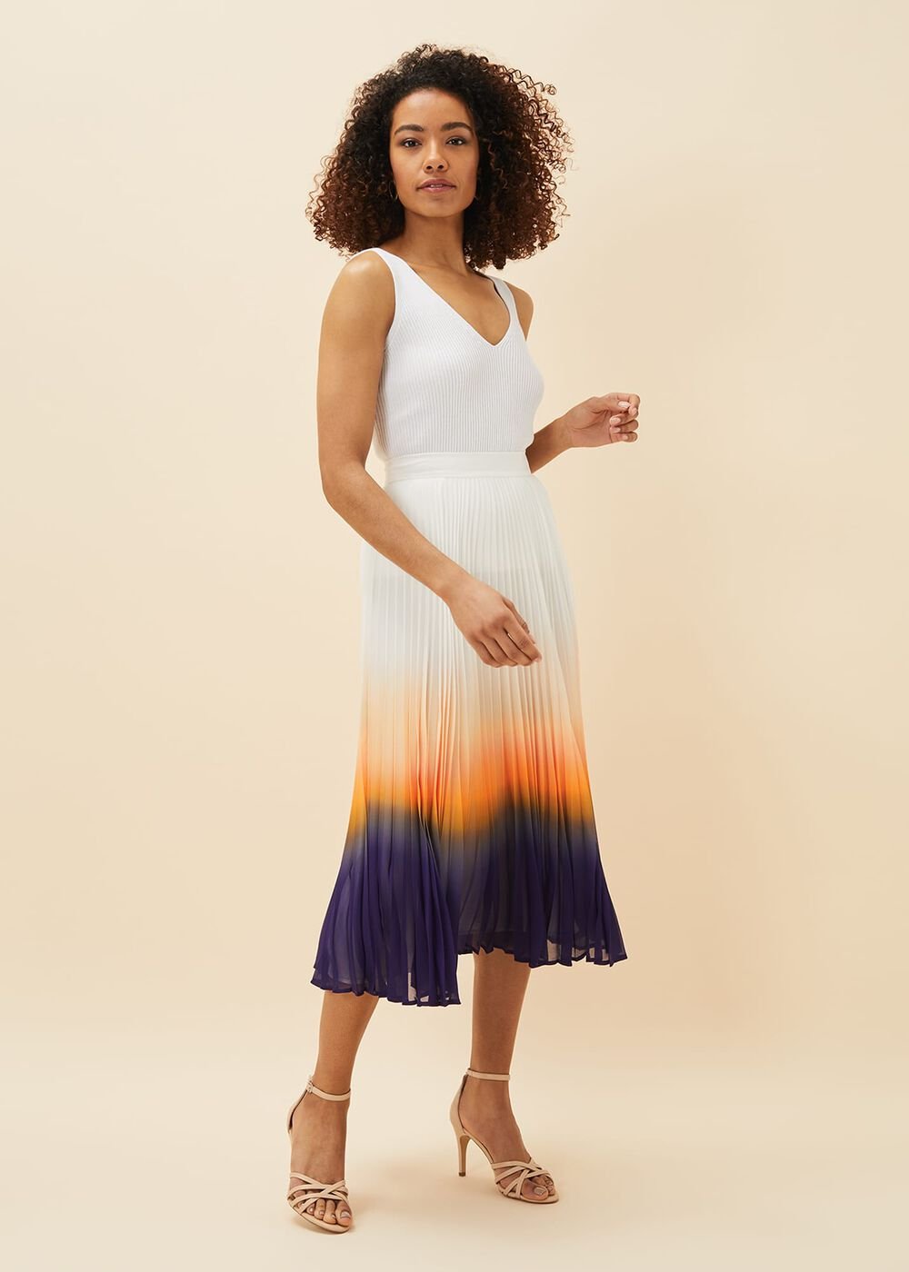 Raya Pleated Dip Dye Skirt Violet/Cream