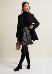 Ilaria Flippy Mini Pearl Print Skirt Black