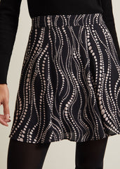 Ilaria Flippy Mini Pearl Print Skirt Black