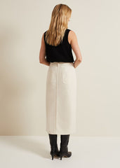 Amani Ecru Denim Midi Skirt Natural
